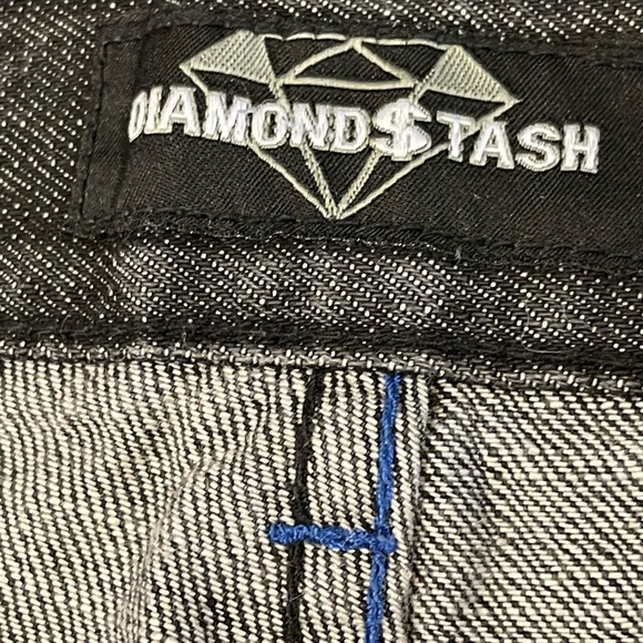 🌸  Diamond Stash mens black denim jeans with paint splatters size 38 - Picture 11 of 13